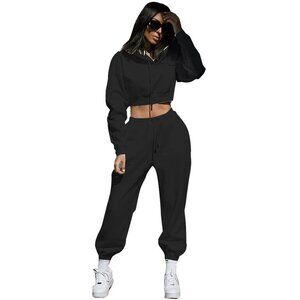 Fleece Tracksuit Sweatsuit Hoodie Sports Suit Tops Sweatpants Pants Set